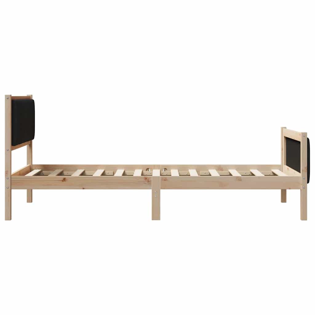 Bed frame Brown and black 100 x 200 cm Solid pine wood
